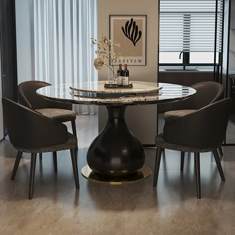 

Light luxury marble modern simple small apartment eating round table