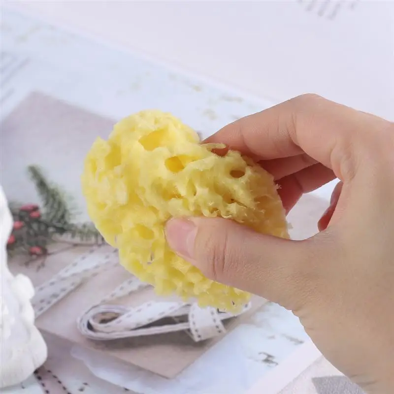 1PC Bath Sponge Greek Natural Seaweed Sponge Honeycomb Wash Face Baby Bath Sponge Gold Cotton Shower Supplies