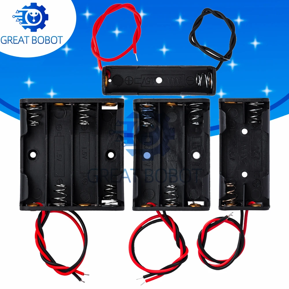 1~4 Cell AAA Battery Storage Box With Wire Lead For DIY Circuit