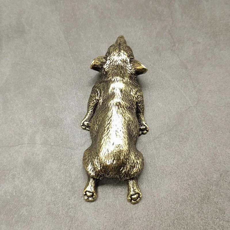 Picture 5: 1Pc Pure Copper Welsh Corgi Puppy Miniature Figurine Solid Brass Dog Desktop Ornament Paperweight