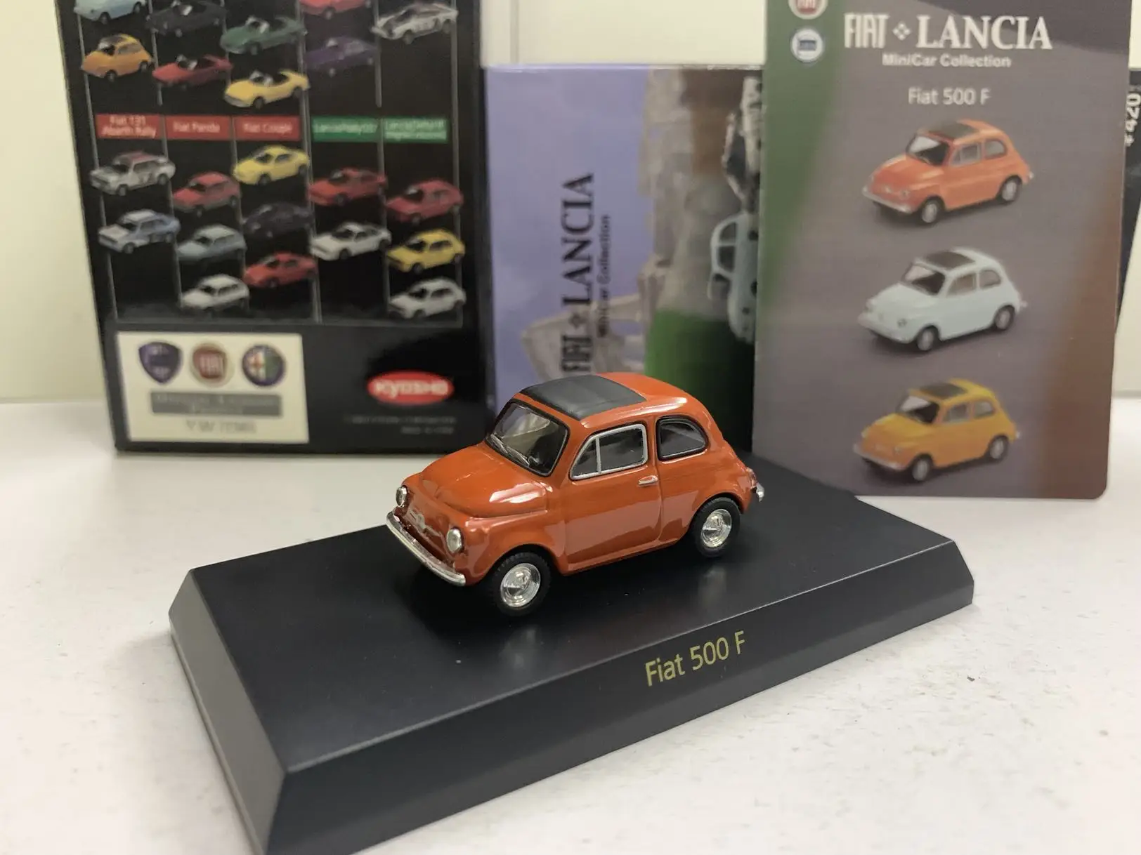 

1/64 KYOSHO Fiat 500F orange Diecast Model Car Kids Toys Gift