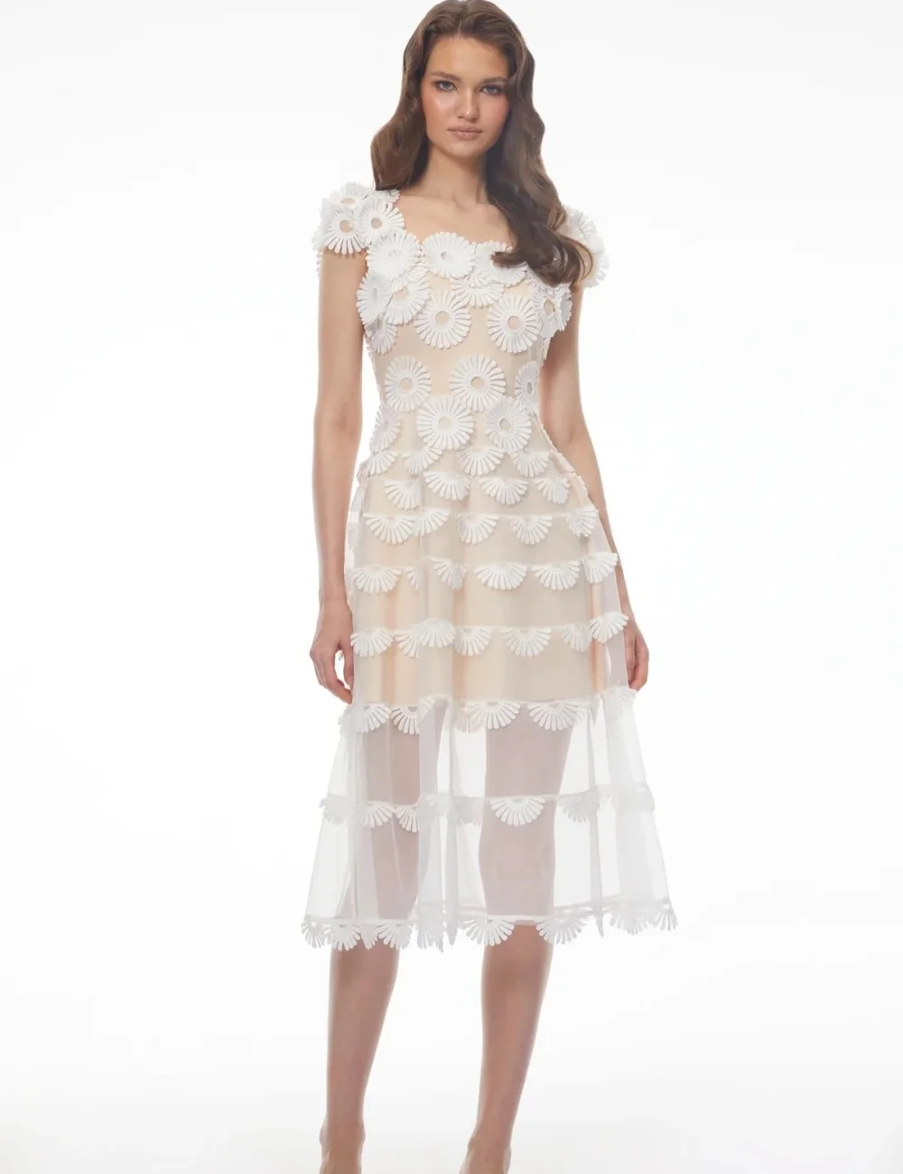 Customized Classic Pleat Pattern A-line Square Neck Knee Length Bespoke Occasion Party Dresses Modern Style