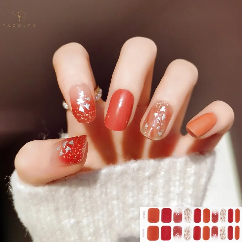 20 Tipps Nagel Phototherapie halb gehärtete Gel Nagel Aufkleber Set für UV-Lampe Voll Cover maniküre DIY Frauen Mode Nail Art Dekoration