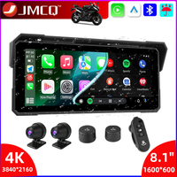 JMCQ Portable 8.1 inch IP67 Waterproof Motorcycle 4K DVR GPS Navigation Wireless Carplay Android Auto Moto Recorder Monitor