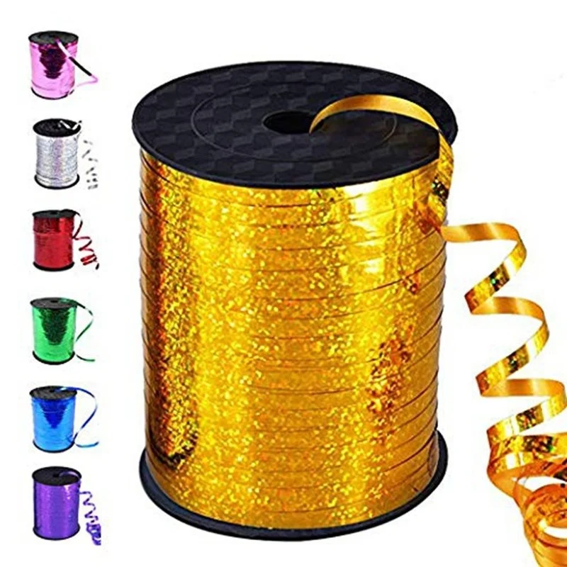 500Yard Laser Ribbon New Satin Ribbons Wedding Birthday Party Decorative for Balloons Gift Bag Cake Packing