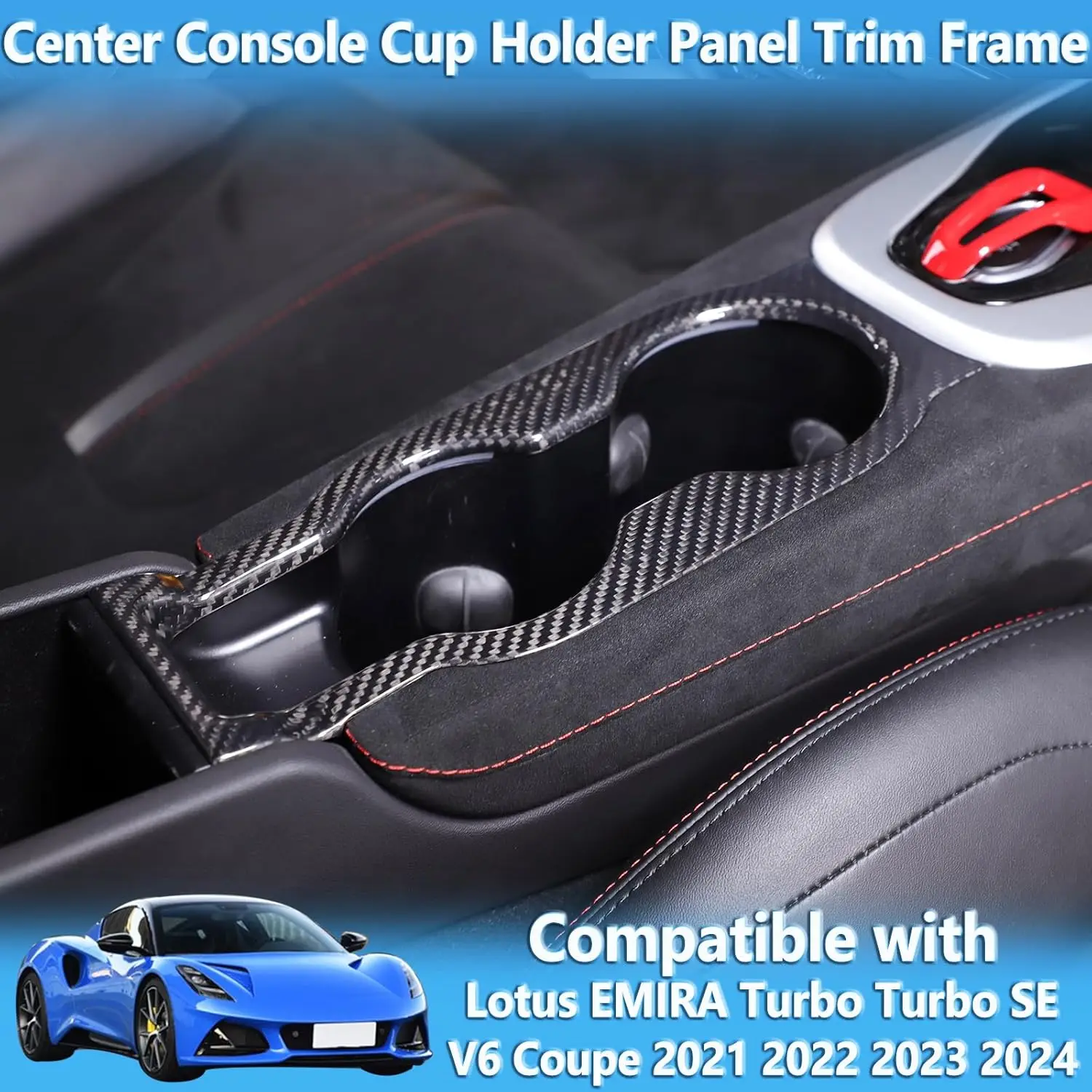 

Dry Carbon Fiber Car Center Control Cup Holder Frame Cover For Lotus EMIRA 2021-2024 Beverage Holder Decorative Trim Accessories