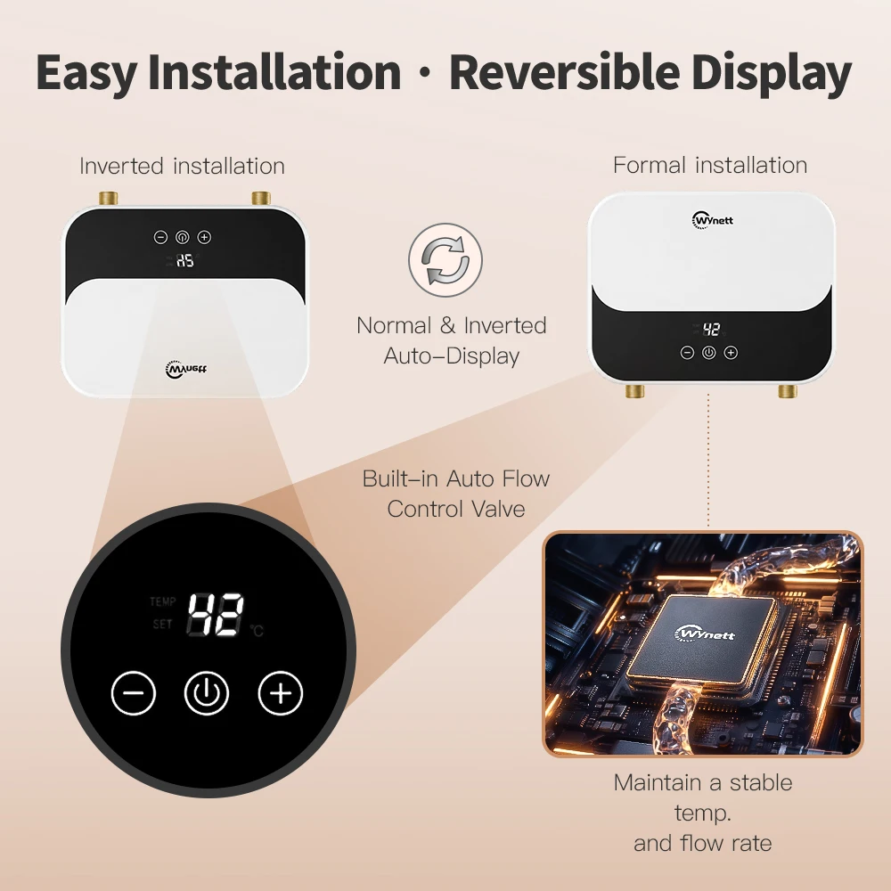 3.5/4.5/5.5kW Household Kitchen Bathroom Car RV Caravan Camping Shower Hot Water Heater Instant Electric Geyser view 5