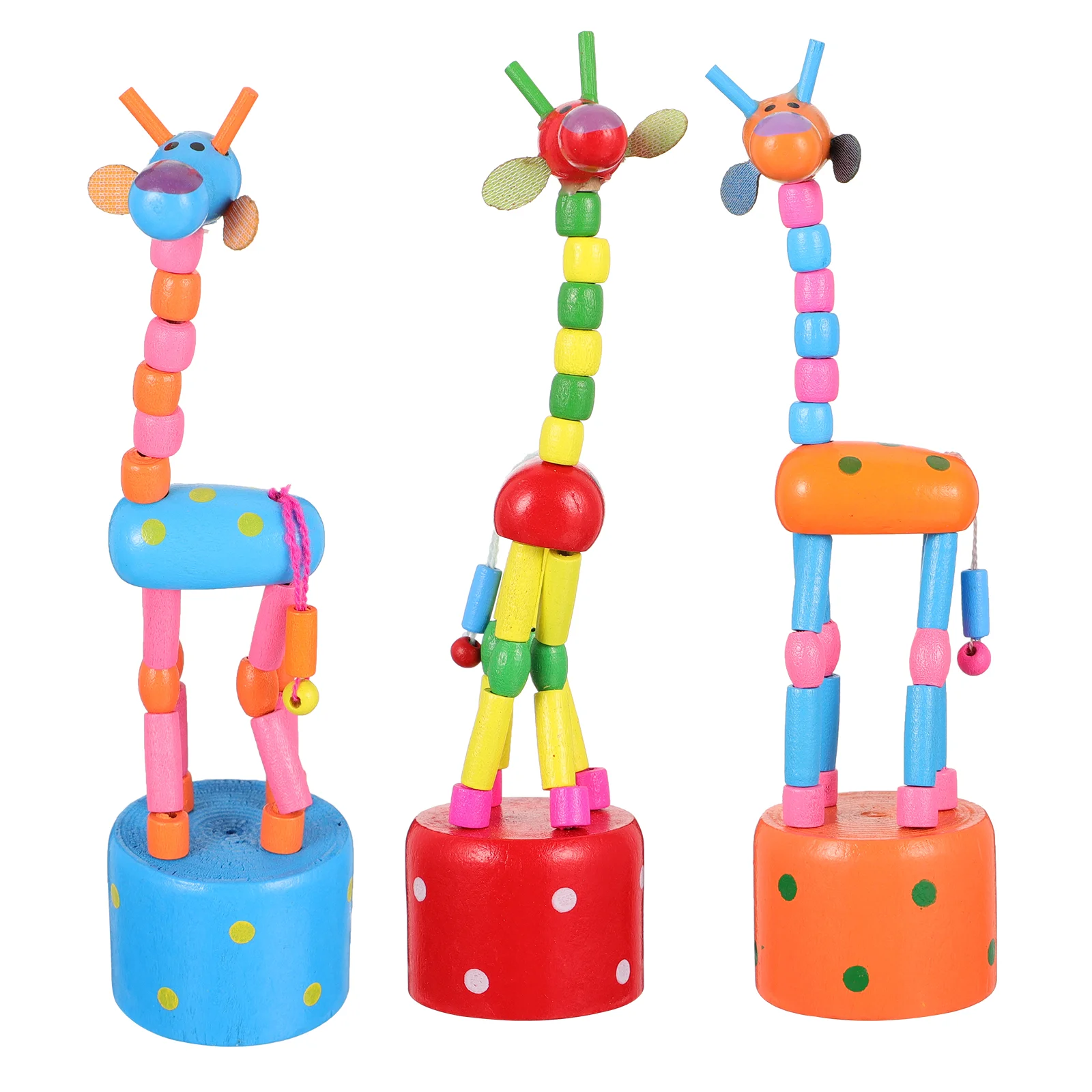 3 Pcs Giraffe Ornaments Standing Animal Toy Shape Toys Educational Push Puppet Cartoon Child