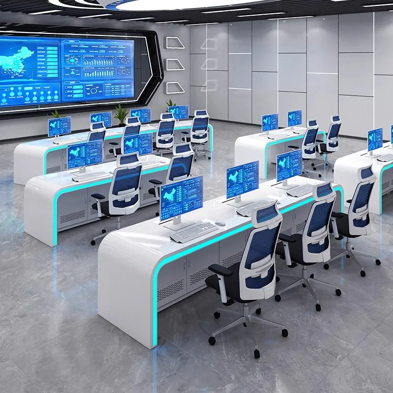 xx-Arc Command Center Console Creative Simple Light Belt Technology Baking Paint Durable Metal Network Conference Computer Desk*