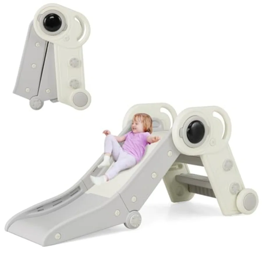 

Toddler Slide Foldable Slide for Toddlers Aged 18+ Months 2 in 1 Indoor Folding Freestanding Baby Climber Playset Playground wi