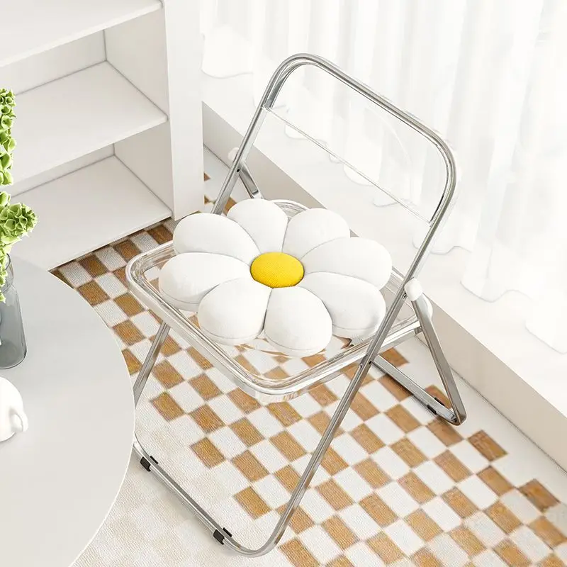 Internet Celebrity Simple Acrylic Transparent Folding Chair Home Dining Chair Photo Backrest Can Be Stored Stool Dining Chairs