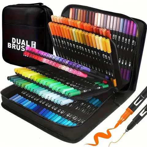 Vibrant Double-Ended Watercolor Markers – Art Set for Drawing & Crafts, Durable Plastic Bodies, Christmas Gift