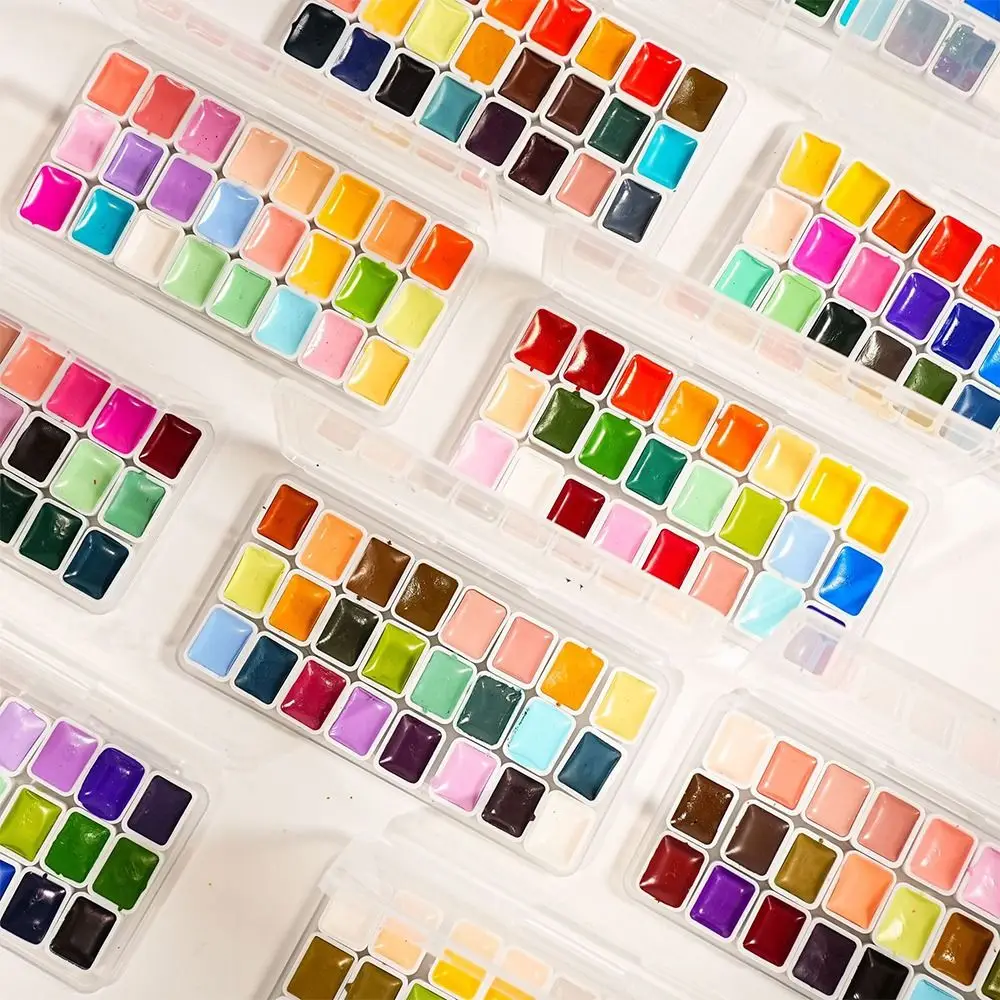 24 Colors Watercolors Paint Set 1ml Each Color Professional Color Matching Solid Pigment Plastic Easy To Smudge Solid Watercolor