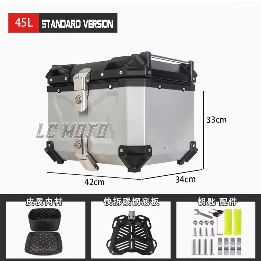 For HONDA ZONTES QJMOTO CFMOTO Motorcycle Aluminum Alloy Tail Box Rear Tail Box Scooter 45L Tail Box Universal