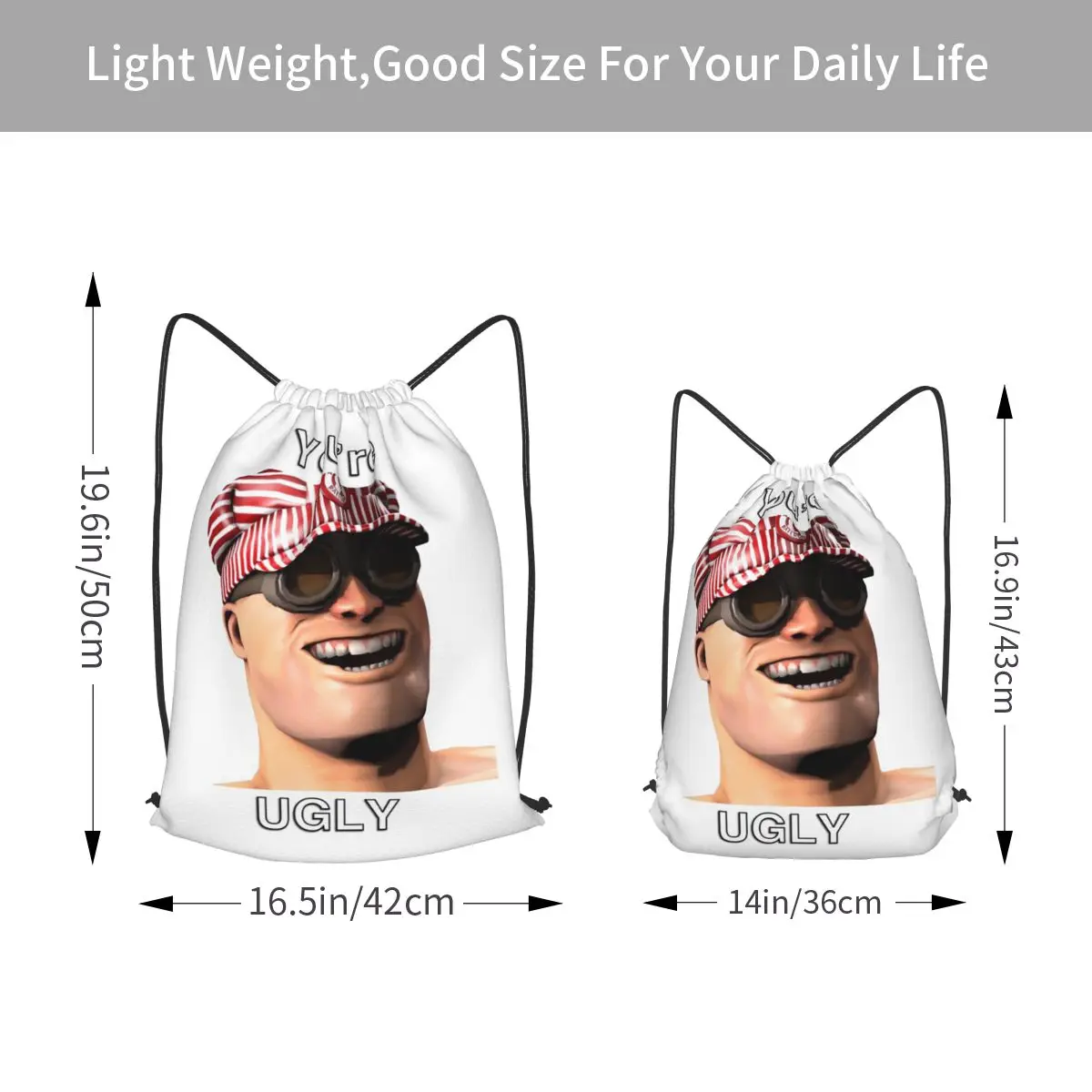 You're Ugly I Smell Jojo Engineer TF2 Team Fortress 2 Backpacks Portable Drawstring Bags Sports Bag Book Bag for Travel Students