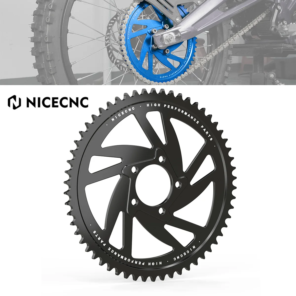 

NICECNC For 2026 2025 2024 2023 2022 2021 Surron Light Bee X Rear Sprocket 58 Teeth For Sur-Ron Light Bee S L1E Segway X160 X260
