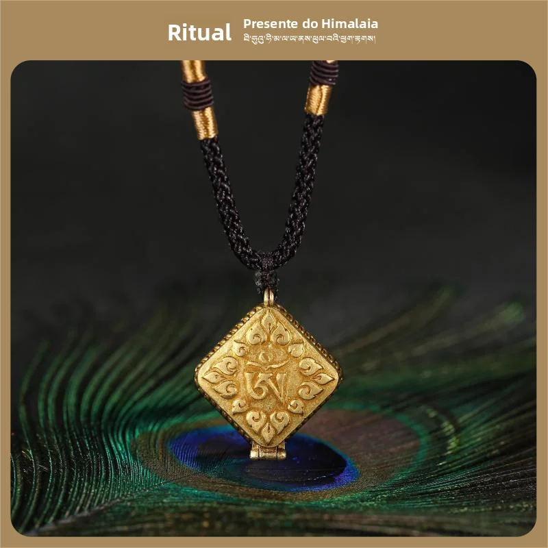buddhist-gau-box-bronze-antique-style-tibetan-necklace-lucky-braided-rope-design-seed-word-flame-pattern-pendant-unique-jewelry
