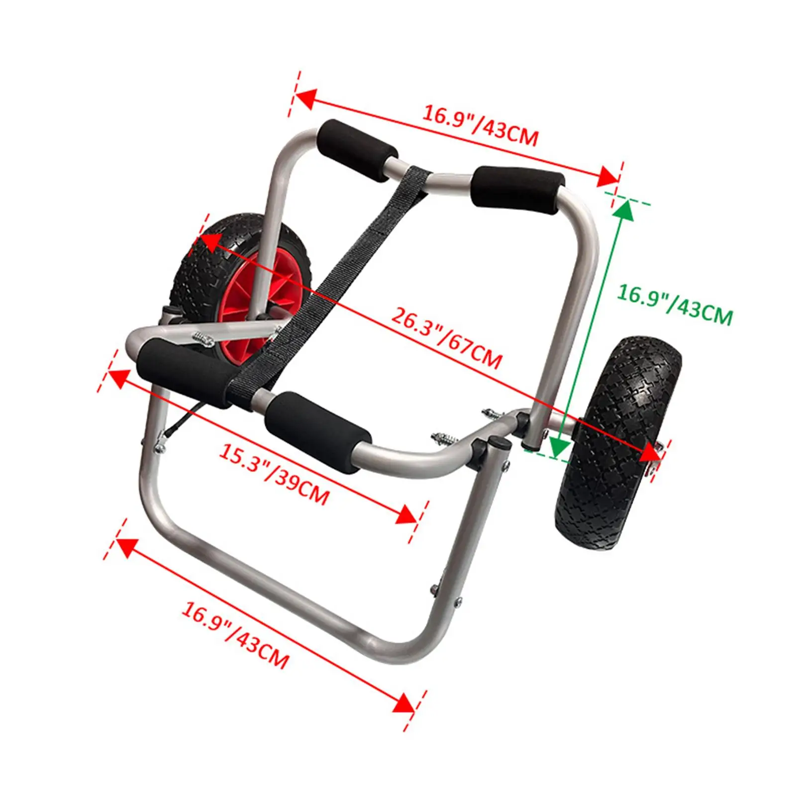 عربة الناقل طوي كاياك عربة الناقل جون قارب كاياك مقطورة خفيفة الوزن حزام مرن مع الإطارات بدون هواء كاياك دوللي عربة