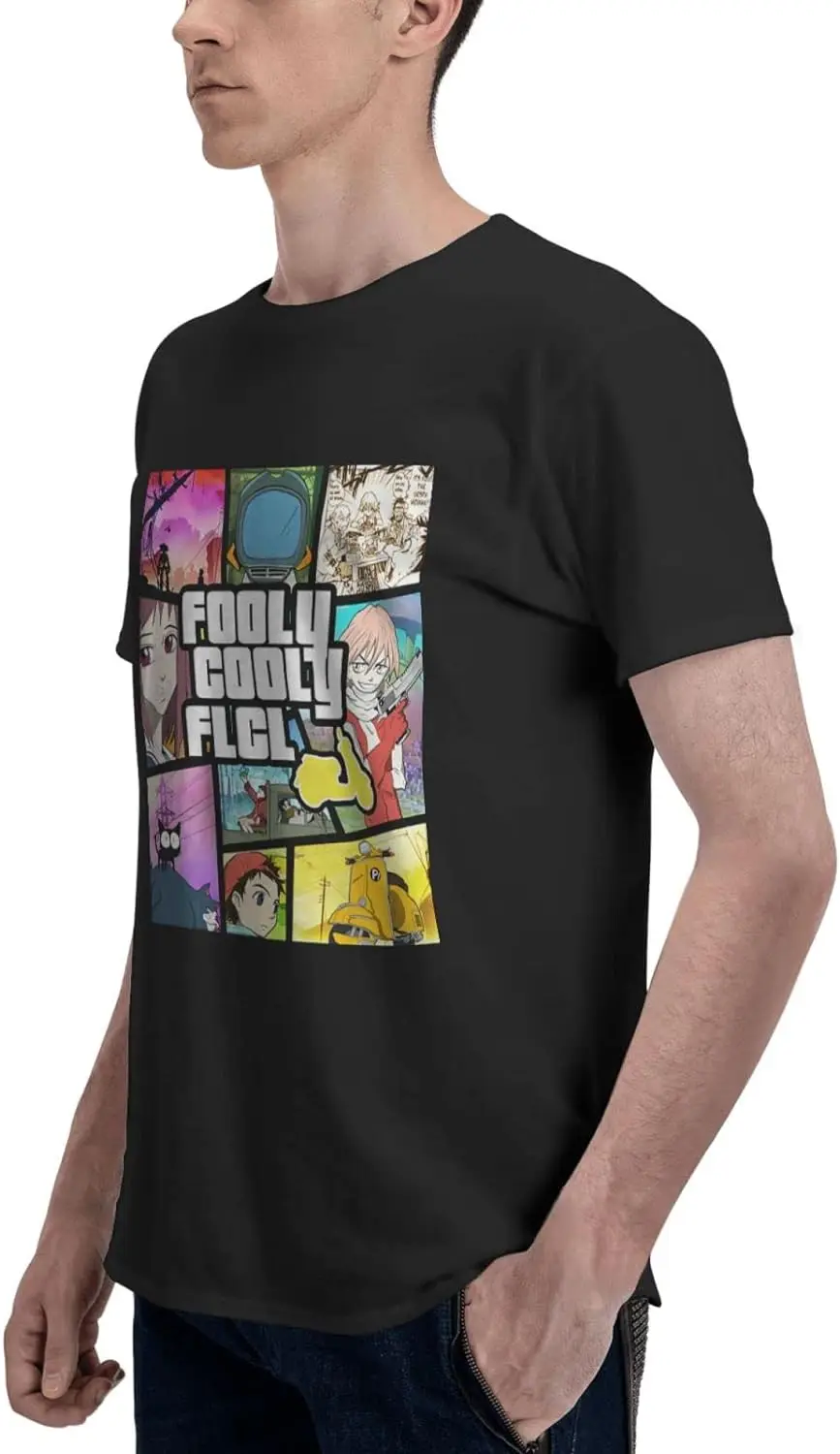 FLCL Anime T Shirts Men Summer Casual Fashion Loose Cotton Crew Neck Short Sleeves Shirt Sports T Shirt