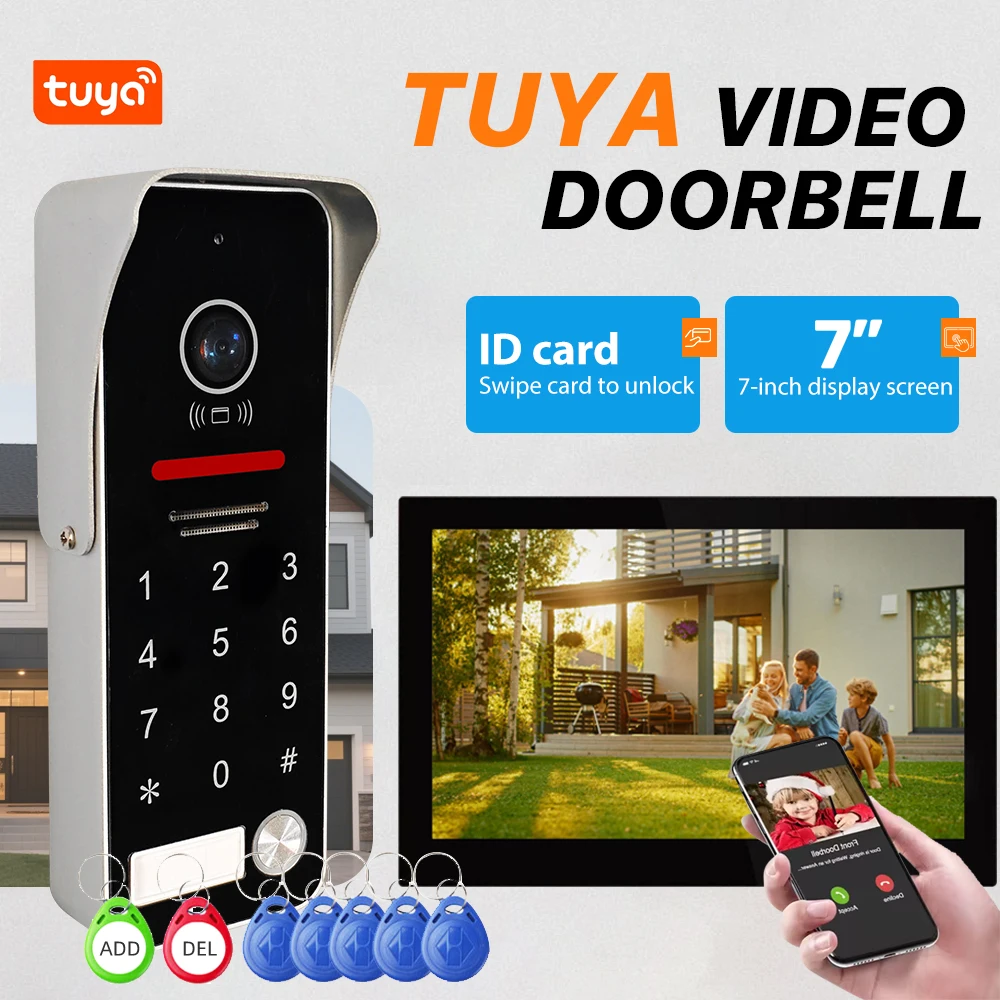 Tuya Home Smart Video Doorbell Intercom 1080P Video Intercom Video DoorPhone System, IR Night Vision Door Phone Doorbell Home