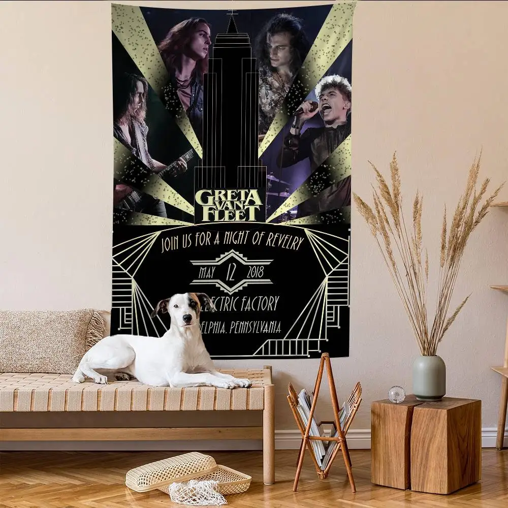 Greta Van Fleet Rock Band Cartoon Tapestry Wall Hanging Decoration Household Home Decor