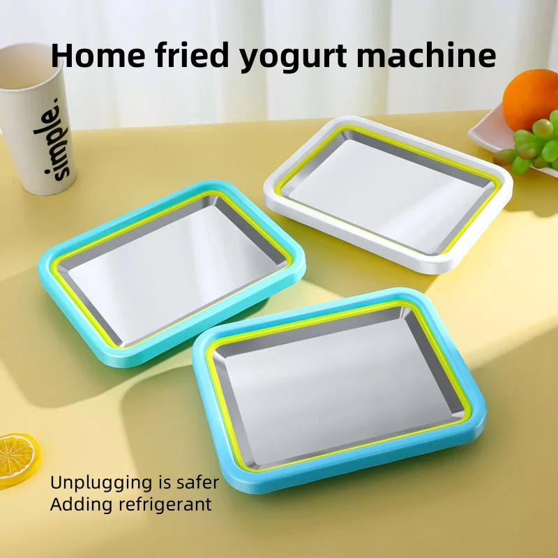 Самодельная машина для жареного льда. Машина для жареного йогурта своими руками. Бесплатная заглушка. Лоток для жареного льда. Лоток для замороженного йогурта с 2 маленькими лопаточками.