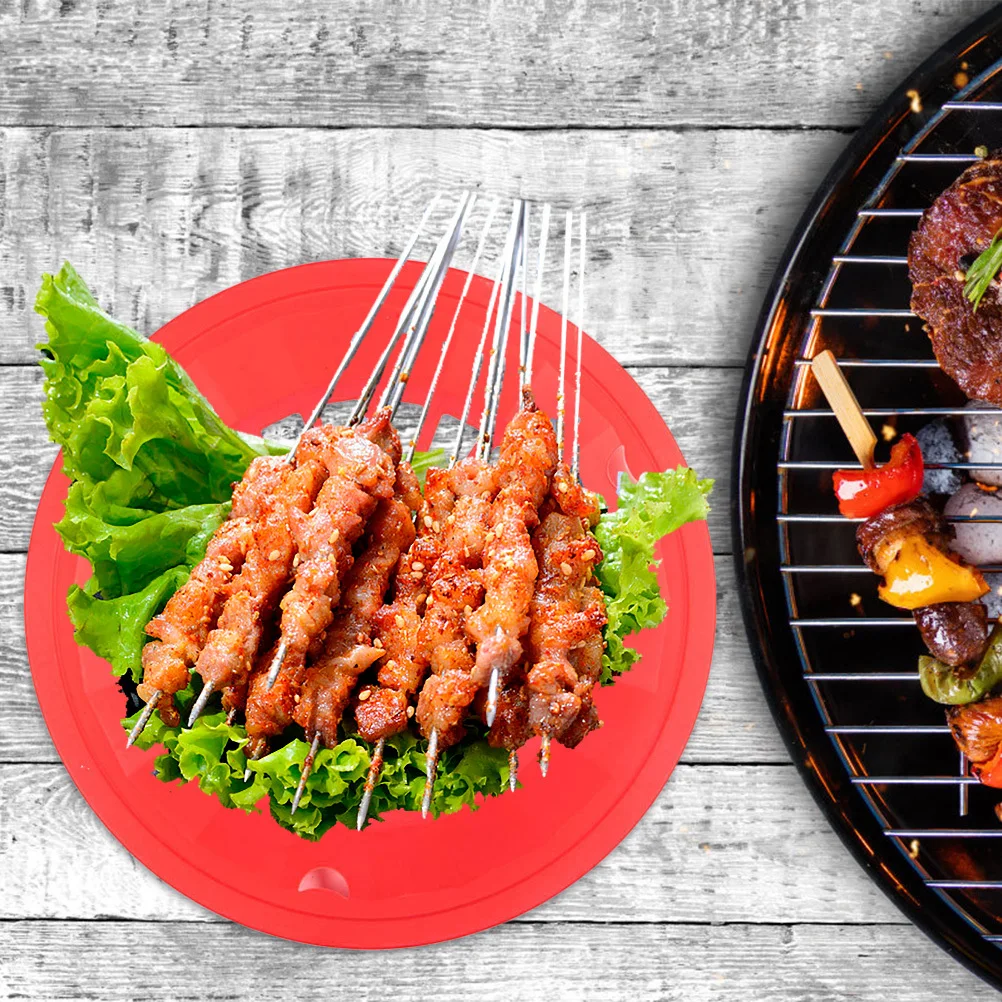 

8 Pcs Grill Plate Food Trays Plastic Serving Round Plasticplates Reusable Party Pp Bbq Accessories