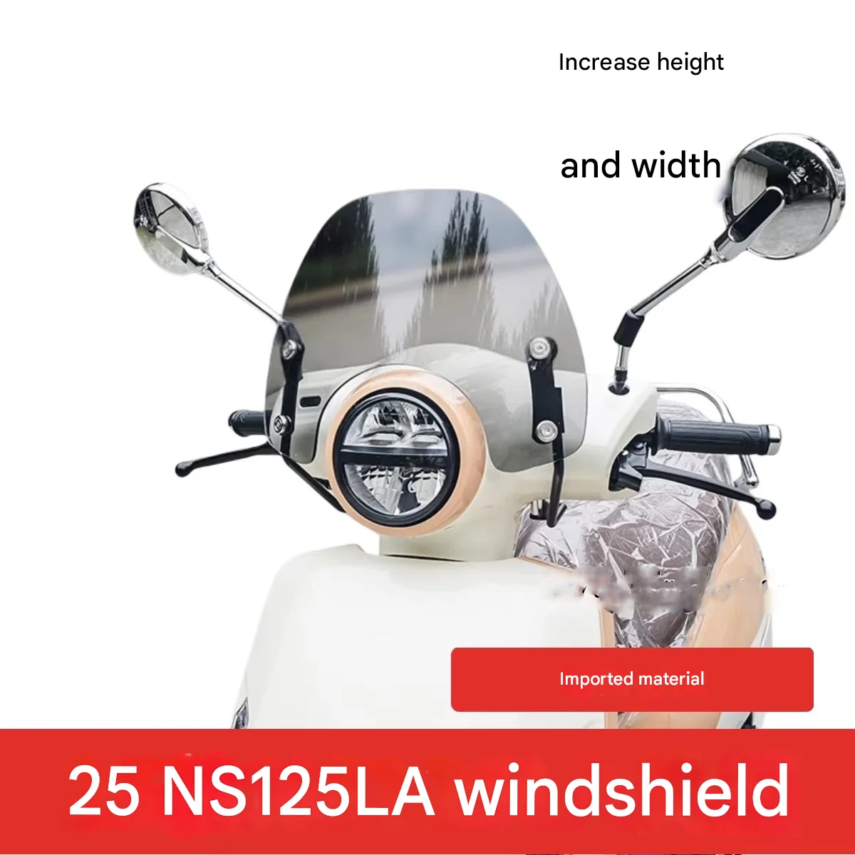 FOR 25 NS125LA Windshield Human-Machine Vision Calibrated Design Non-Headlight Beam Block Rider-Oriented Motorcycle Windshield