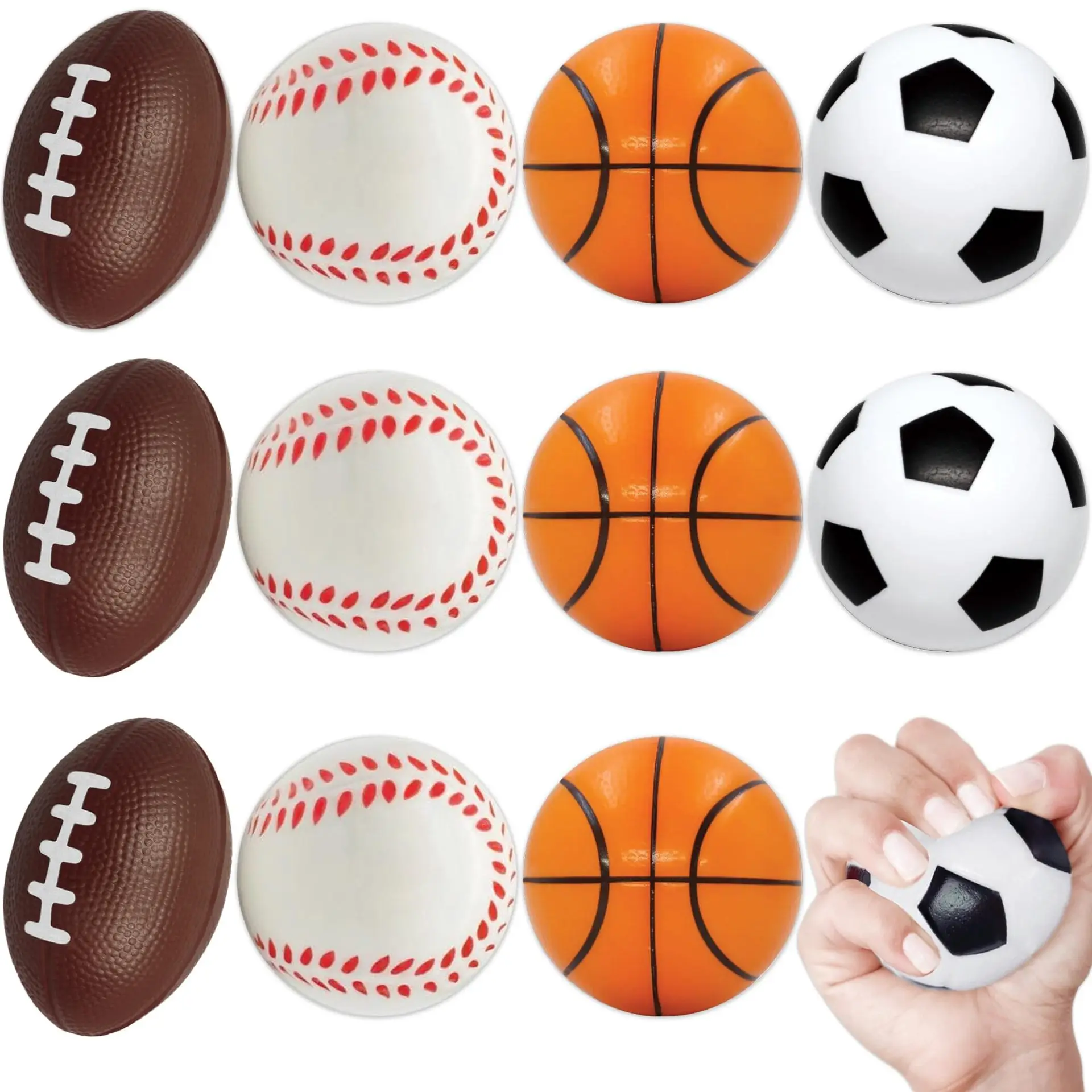 

6/12/20Pcs Squeeze Ball Sports Theme Birthday Party Favors Goodie Pinata Filler Anti Stress Soccer Basketball Gifts