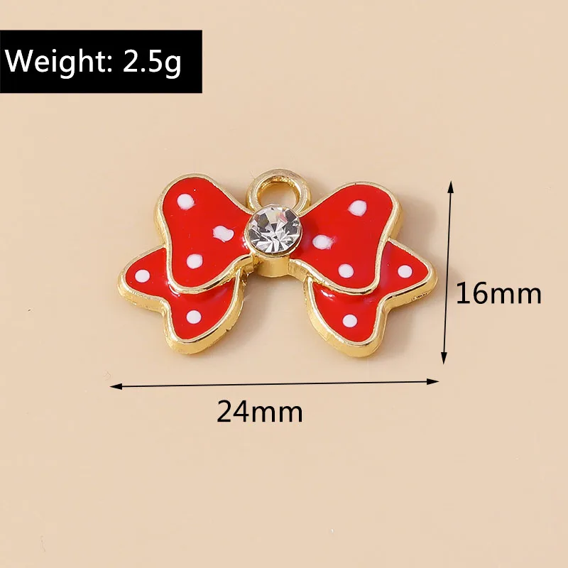 Leslie 10pcs Cute Bowtie Dot Bowknot Charms for Neckalce Bracelets Earrings Pendants DIY Jewelry Making Accessories