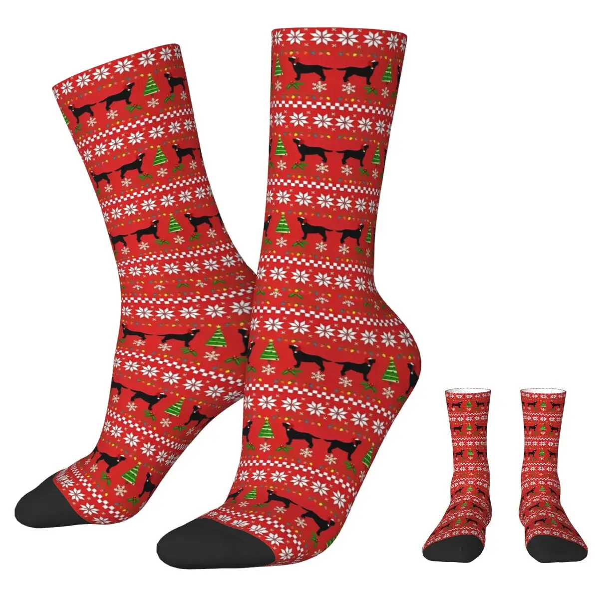 Christmas Socks Black Labrador Trendy Stockings Autumn Anti Skid Women Men Socks Quality Printed Outdoor Sports Socks