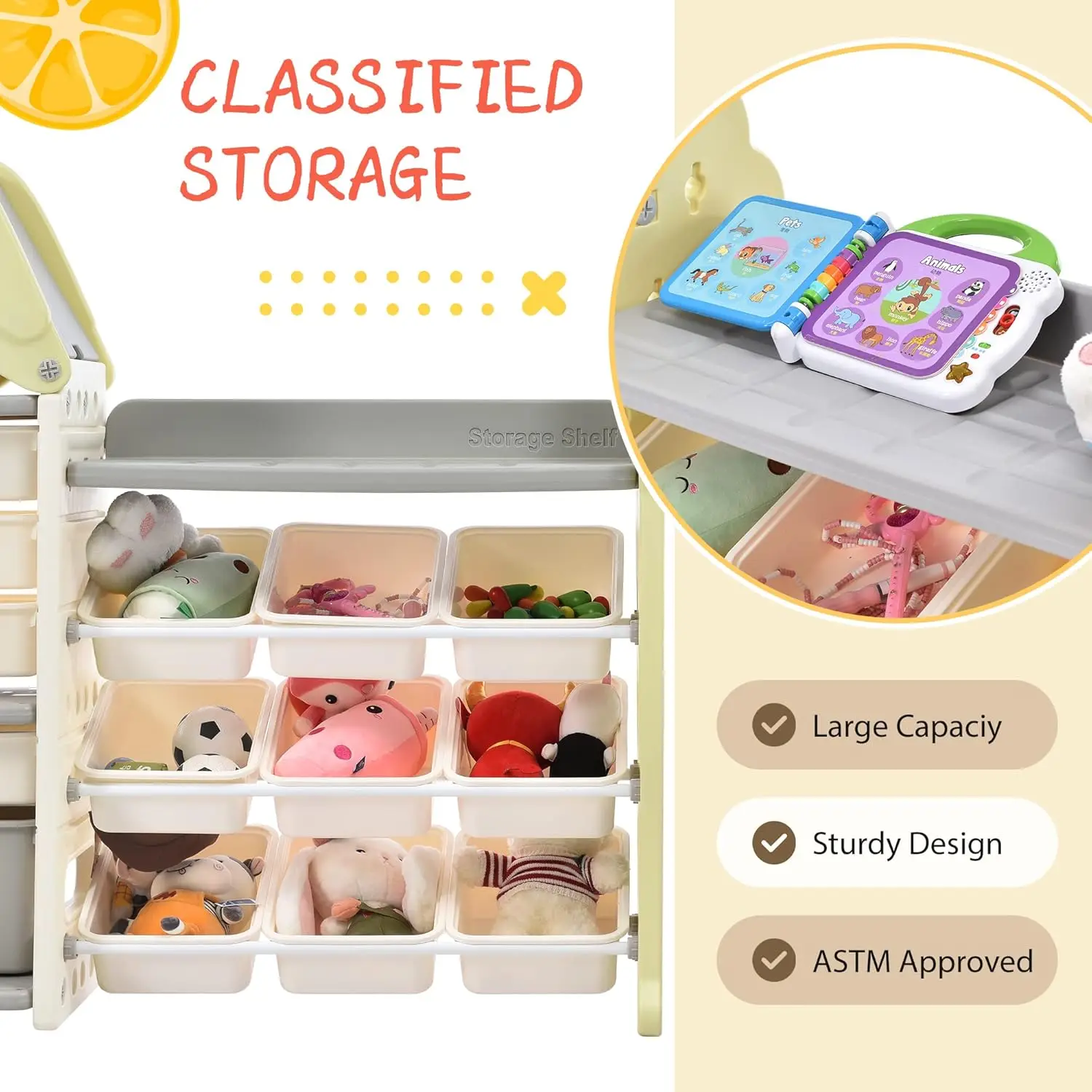 Penyimpanan mainan Organizer dengan 14 keranjang, multi-fungsional Nursery Organizer furnitur anak-anak penyimpanan mainan Unit kabinet dengan HDPE dia