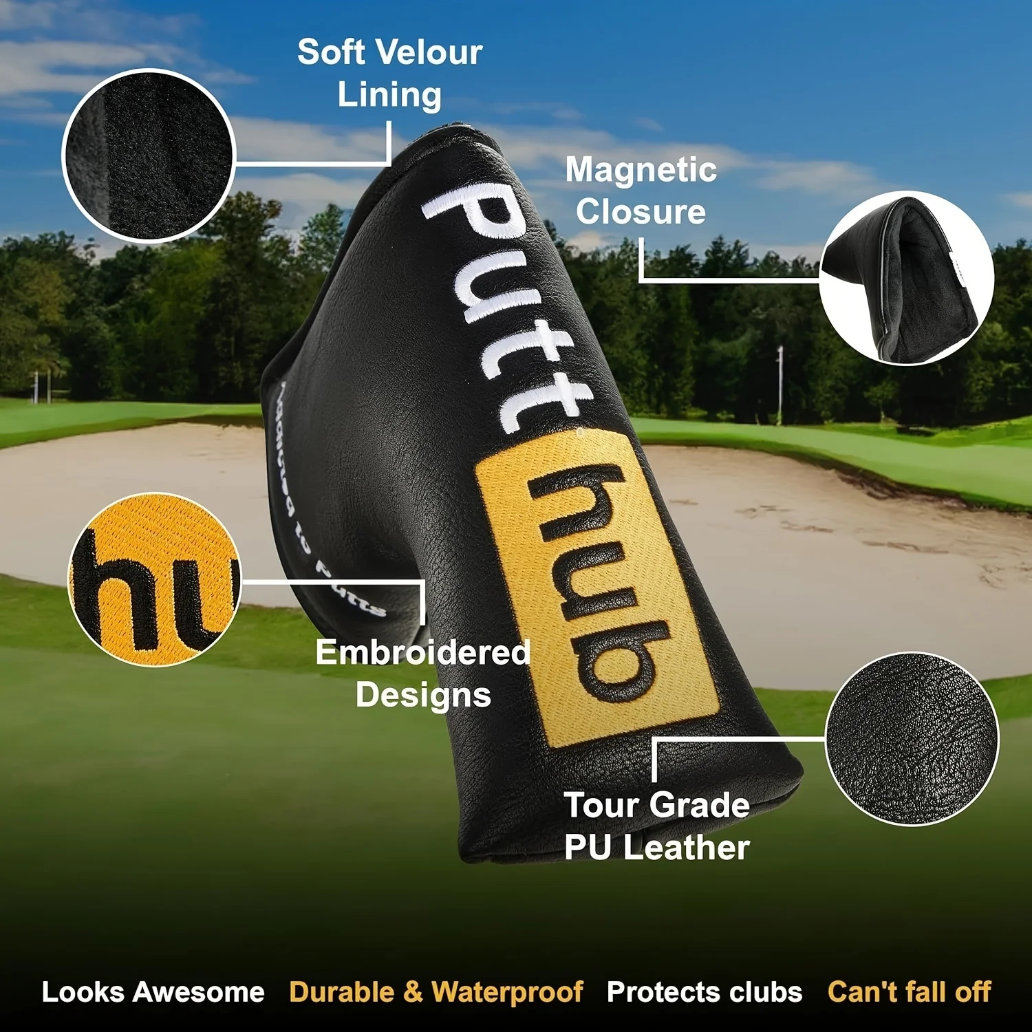 قطعة واحدة من مجموعة قضيب الدفع على طراز PuttHub Mallet&Blade، هدية جولف ممتعة ومبتكرة، غطاء حماية متين وأنيق لنادي الجولف #4