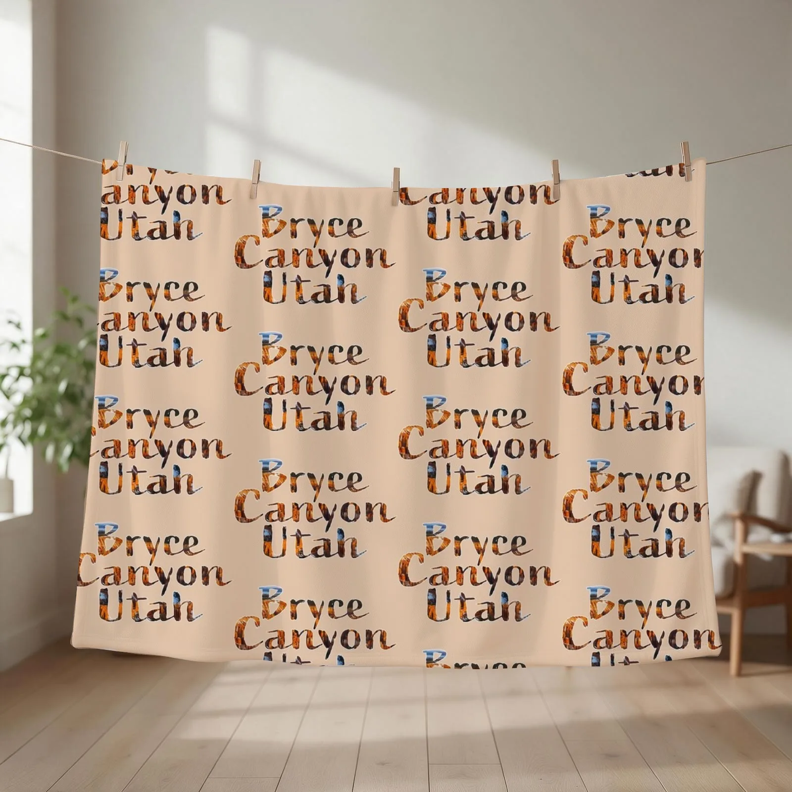 Bryce Canyon Utah, cool lettering design Throw Blanket couch cozy soft plush fuzzy picnic outdoor blanket
