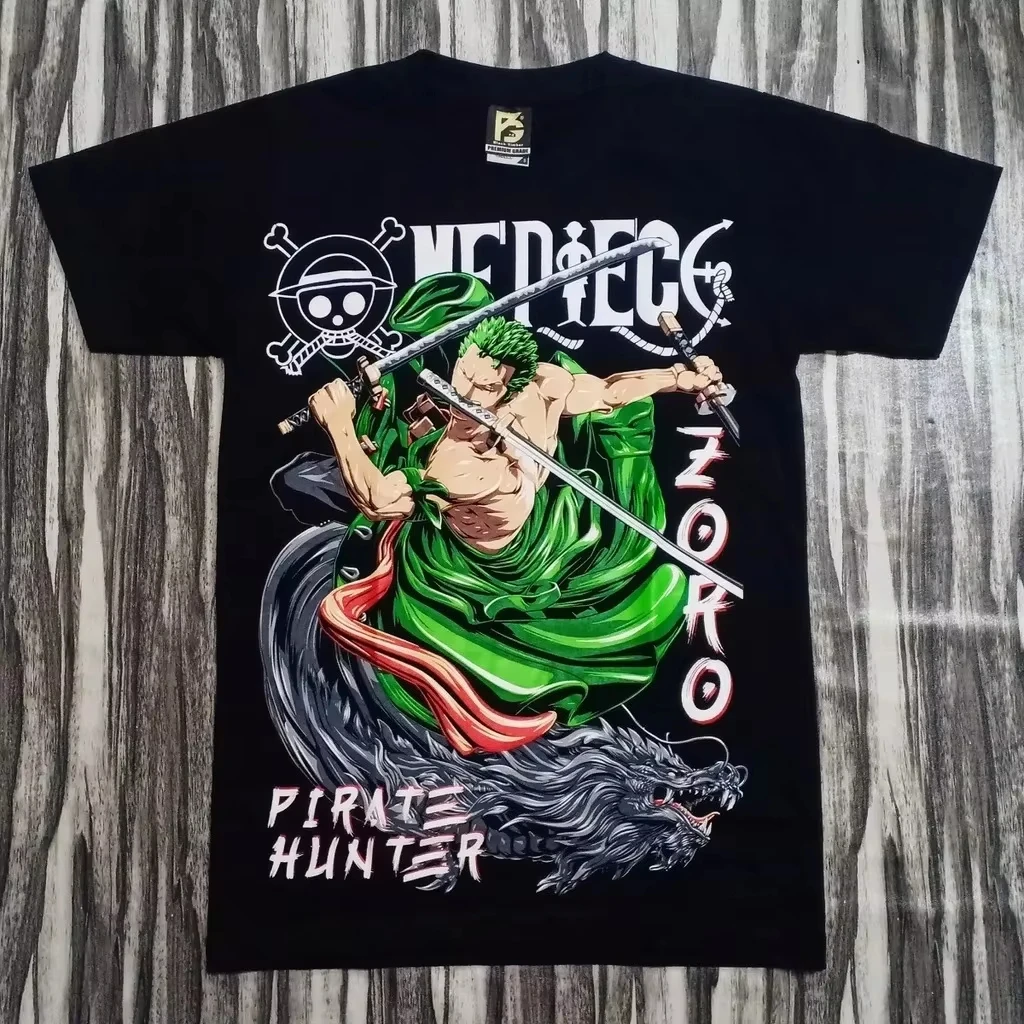 One Piece Anime Pirate Ship ZORO RORONOA LUFFY Printed T-shirt Men's and Women's T-shirt Men's Top Sports T-shirt Summer New Tee