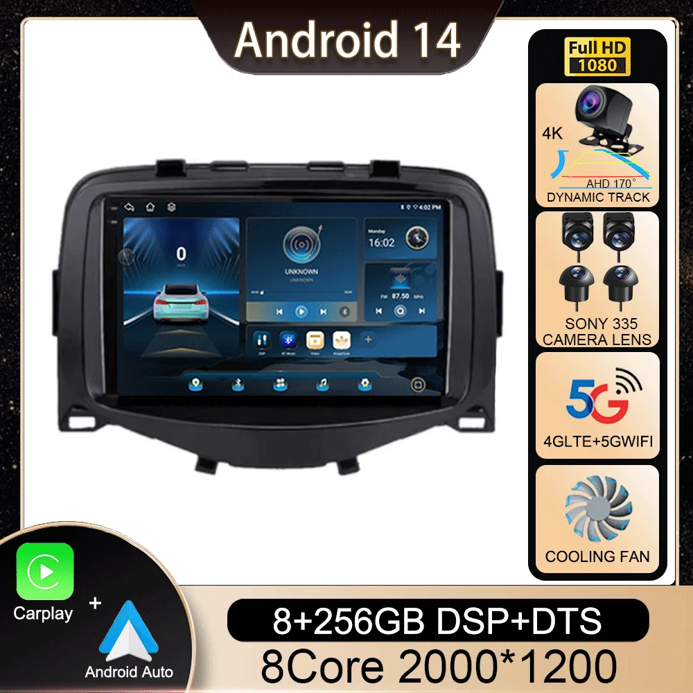 

Android 14 Car Radio For Toyota Aygo Peugeot 108 Citroen C1 2016 2017 2018 - 2020 Carplay Auto Multimedia Player GPS Navigation