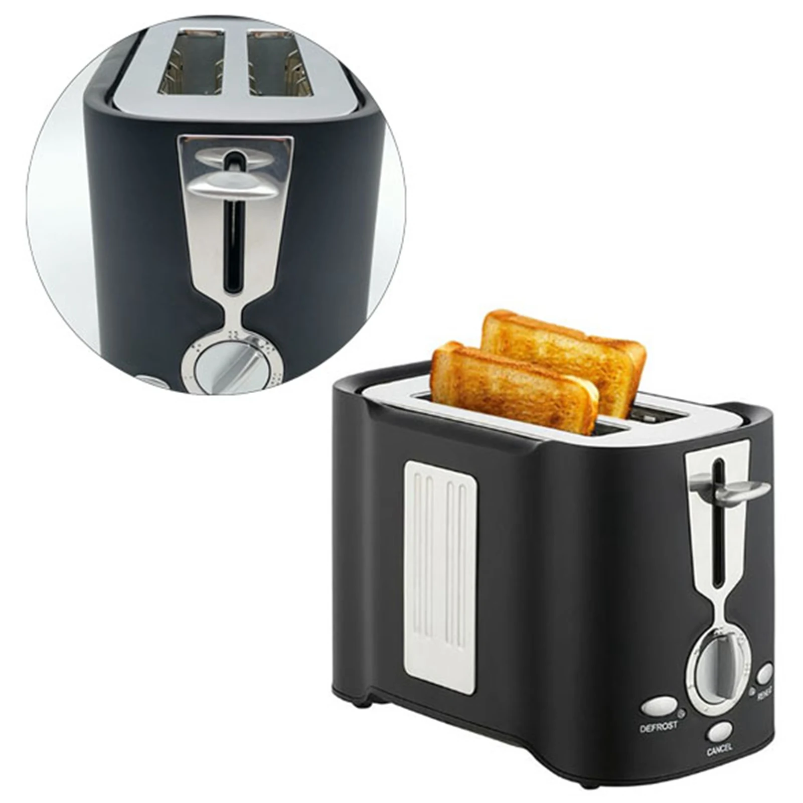 2 Toaster, Toaster, multifunktionaler 2-Toaster aus Legierung mit abnehmbarem Tablett für Frühstück, 800 W, multifunktionaler Toaster