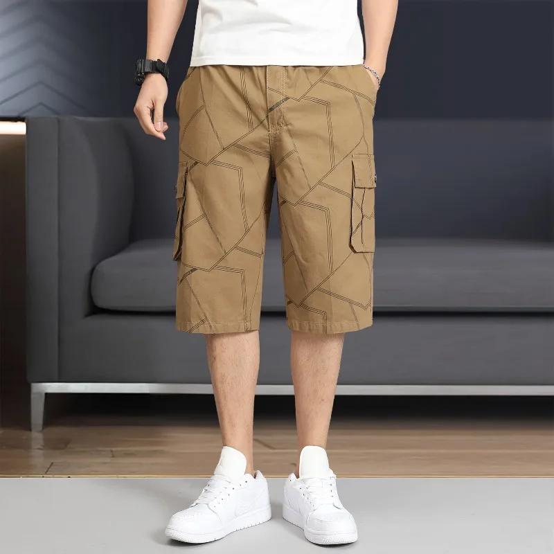 Men's Summer Striped Pocket Button Zipper Elastic High Waisted Fashion Casual Loose Sports Office Lady Vintage Formal Shorts