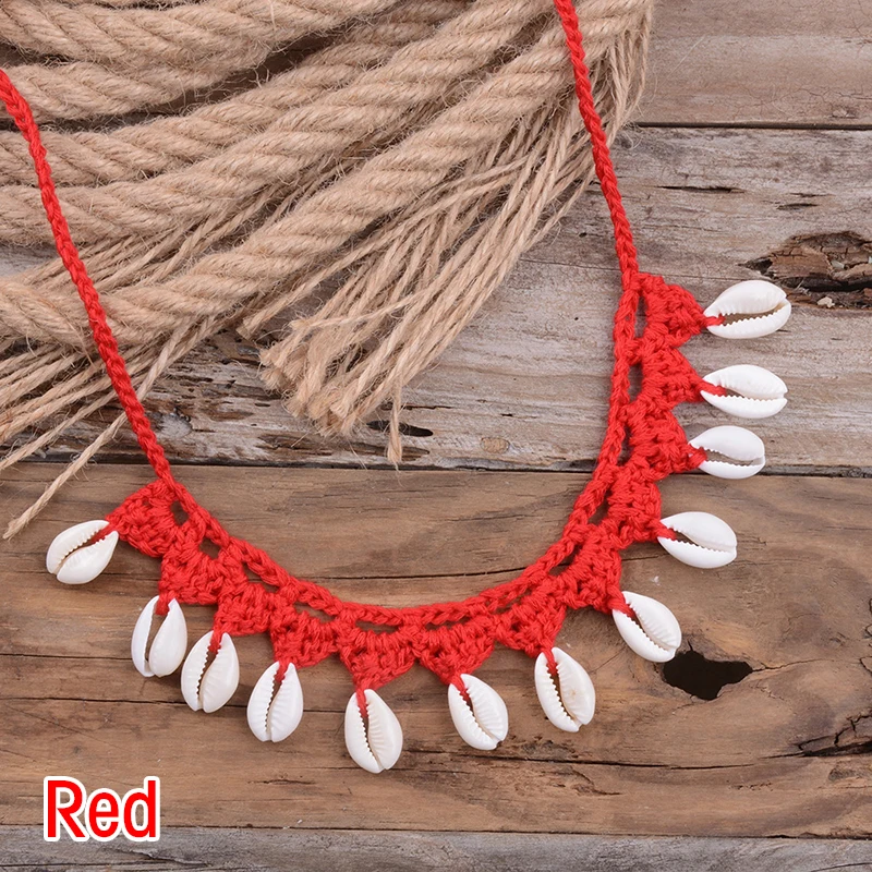 Women Shells Choker Necklaces Natural Sea Cowrie Shell Rope Chain Choker Necklace Summer Jewelry Girl Friendship Gifts Handmade