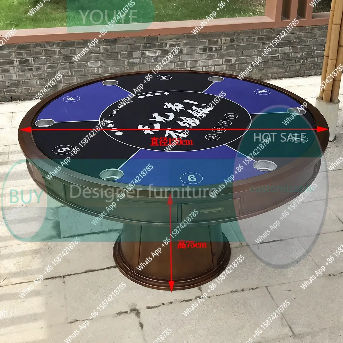 

Sc Texas Hold'em table high-end five-sided and six-sided table with enough eggs, round card royalist Dou Dizhu table-1