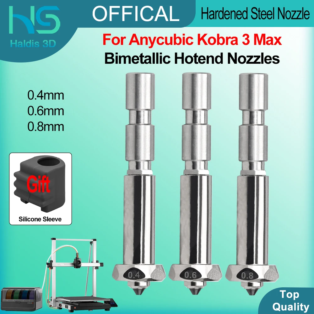 

Биметаллические сопла Hotend для Anycubic Kobra 3 Max Combo, быстросменная насадка Hotend из закаленной стали, детали 3D-принтера 0,4/0,6/0,8 мм