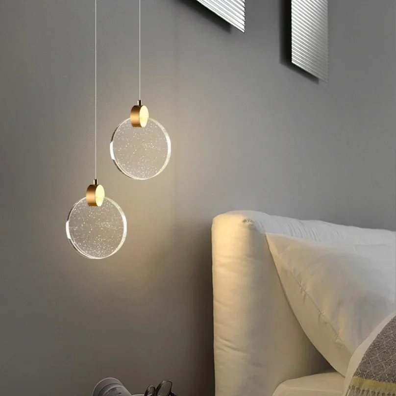 Moderna illuminazione a sospensione in cristallo a Led per camera da letto comodino bagno luci a sospensione decorazione a soffitto lampada da