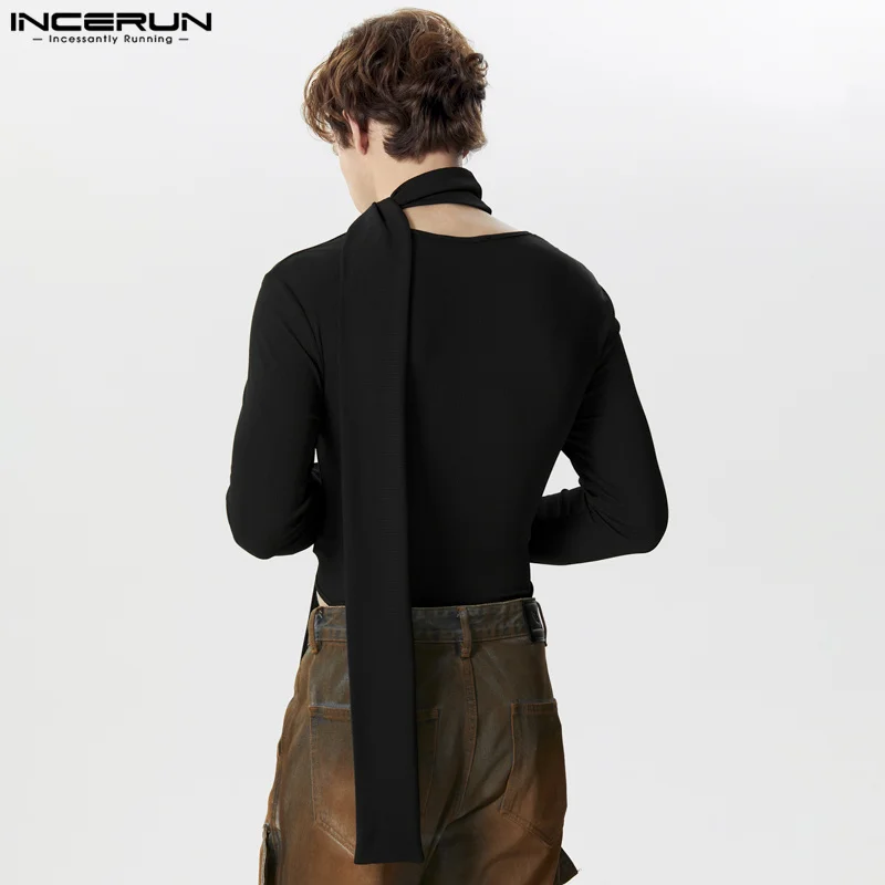 Sexy Homewear Men\'s Fashion U-shaped Buckle Design Jumpsuits Casual Solid Simple Male Long Sleeved Bodysuits S-3XL INCERUN 2024