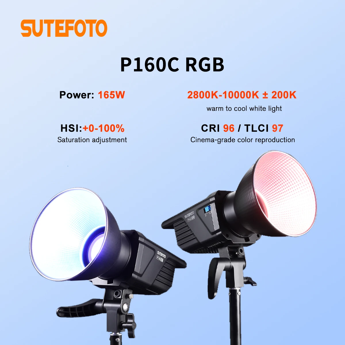

Sutefoto P160 RGB светодиодный светильник для видеосъемки BI Color 2800K-10000K белый BI-цвет RGB версия непрерывного освещения для студийной видеозаписи