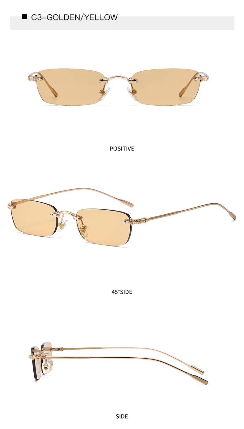 JNPCXI Neue rechteckige Sonnenbrille für Herren, randlose Metall-Mode-Sonnenbrille, quadratische Sonnenbrille für Damen, Verlaufsgläser, Outdoor-Brille, UV400 – Detail 10