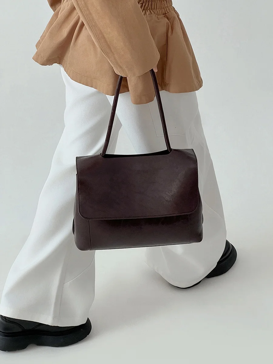 

Double R Soft Leather Tote Bag Women's Crossbody oulder Bag Casual Chic Sle Detachable Strap Daily Use Large Capaci