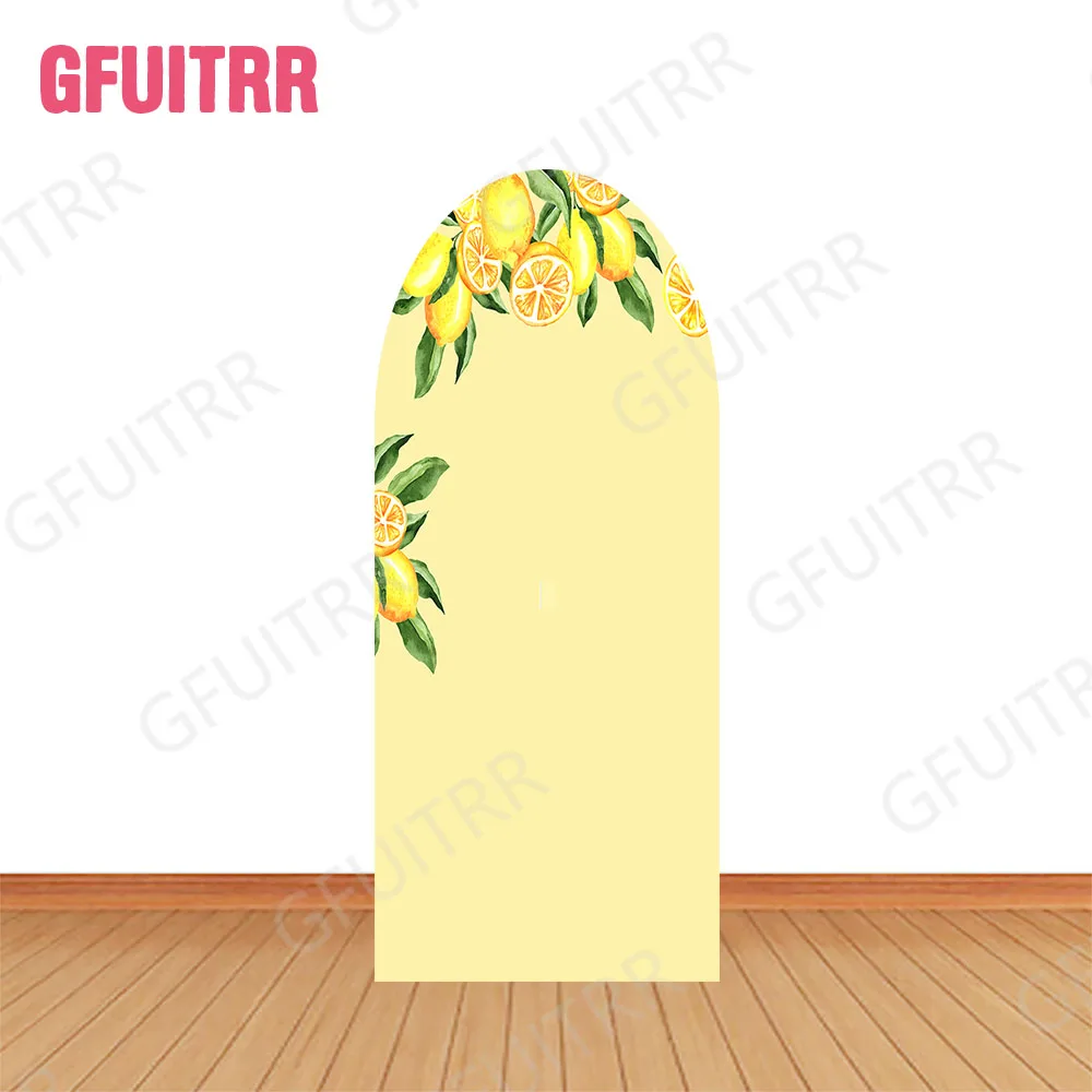 Gfuitrr Sfondo fotografico con arco di limone mediterraneo Decorazione personalizzata per addio al nubilato Fotografia per feste di compleanno Copertine a doppio lato