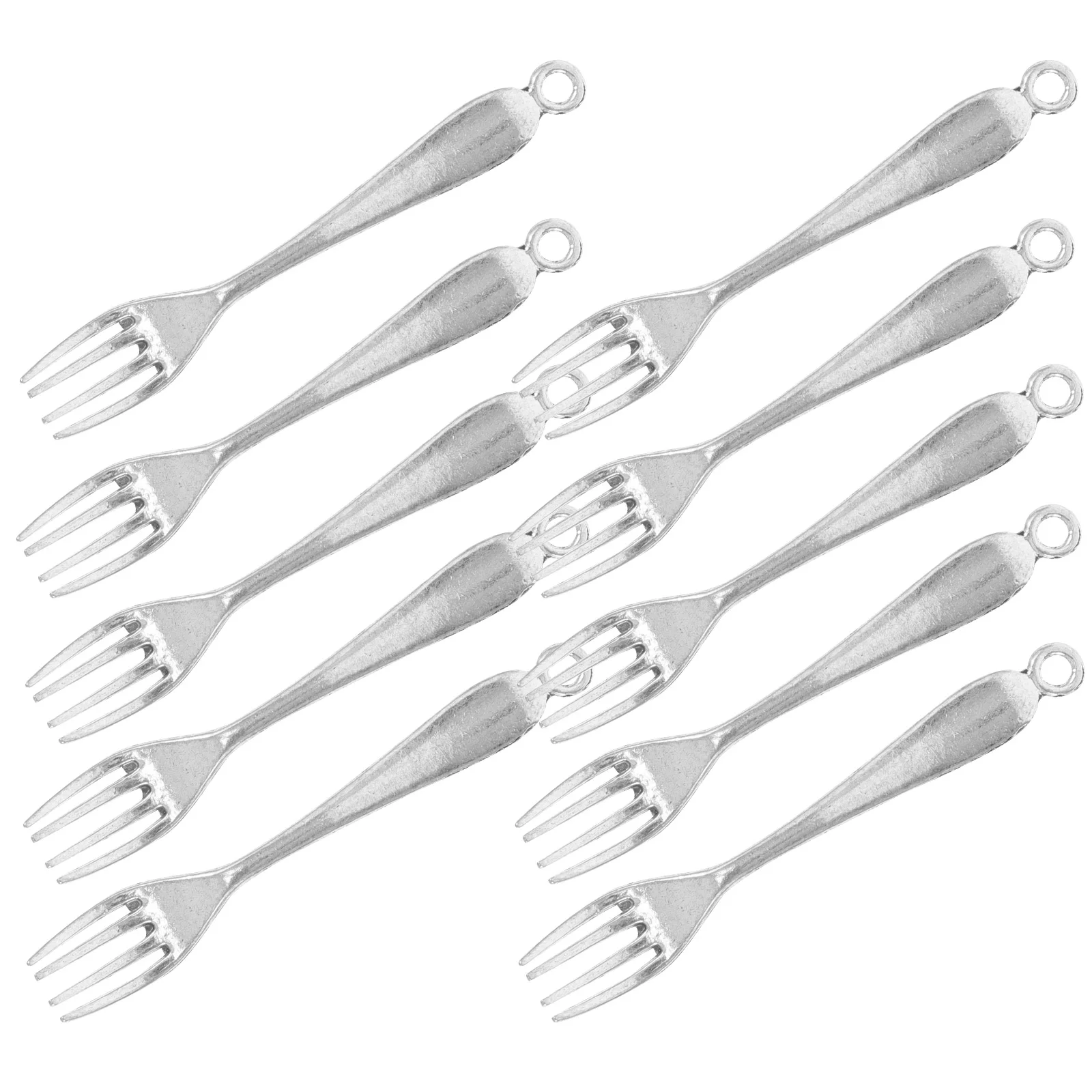 

10Pcs Silver Fork Charms Vintage Tableware Pendant Earrings Bracelets Necklaces Keychain DIY Jewelry Making Accessories