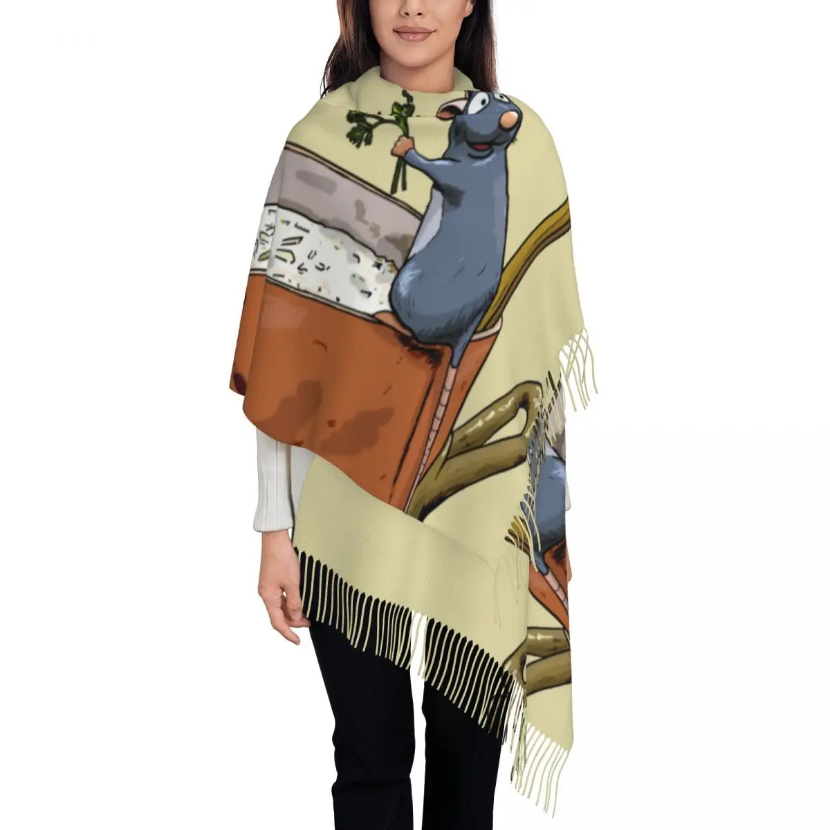 

Custom Female Long Ratatouille Scarves Women Winter Fall Soft Warm Tassel Shawl Wrap Scarf