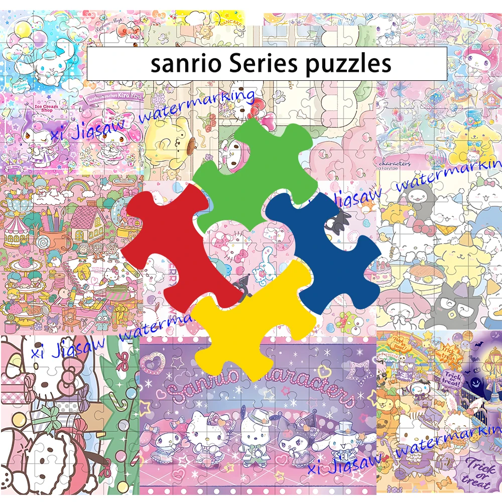 

35/300/500/1000 Pieces sanrio hello kitty Jigsaw Puzzles Wooden One Piece Puzzles for Adults Children Educational Toys Gifts